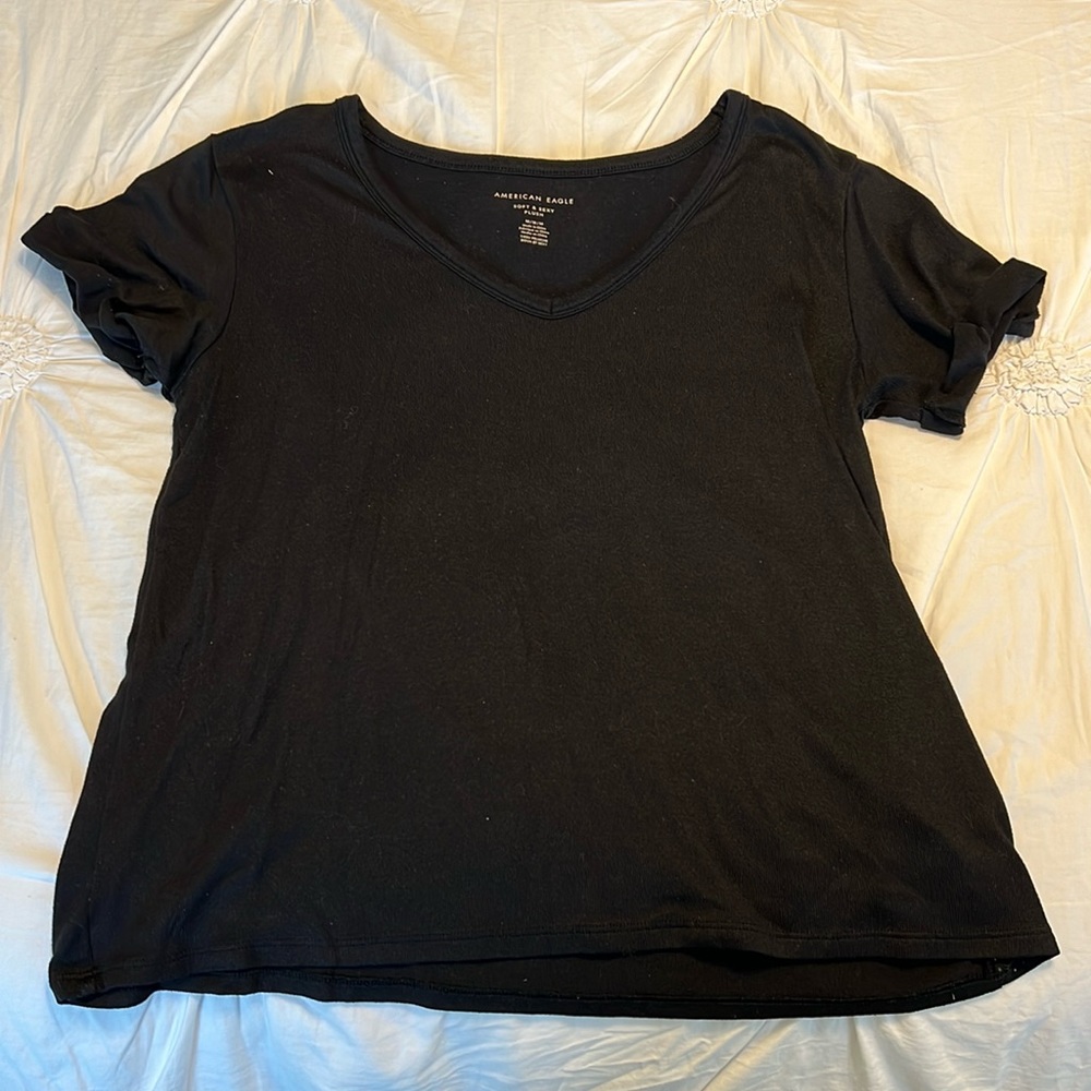 American Eagle Soft & Sexy Plush Short Sleeve Tee - Black